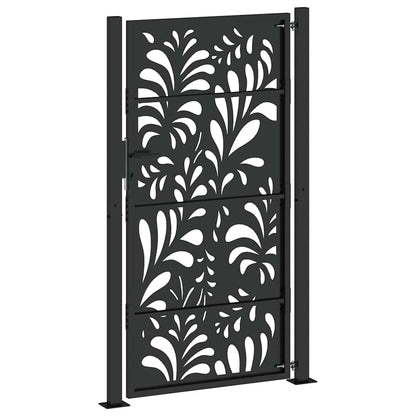 Garden Gate Black 100x175 cm Steel Wave Design