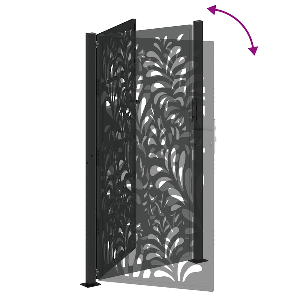 Garden Gate Black 100x175 cm Steel Wave Design