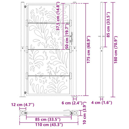 Garden Gate Black 100x175 cm Steel Wave  Design