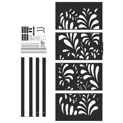 Garden Gate Black 100x200 cm Steel Wave Design
