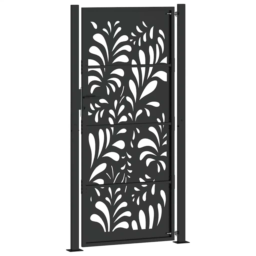 Garden Gate Black 100x200 cm Steel Wave Design