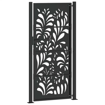 Garden Gate Black 100x200 cm Steel Wave Design