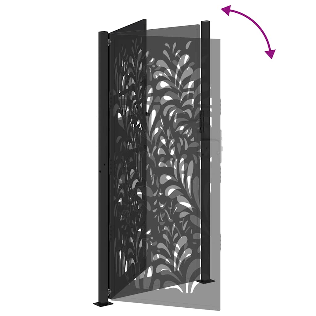 Garden Gate Black 100x200 cm Steel Wave  Design