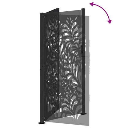 Garden Gate Black 100x200 cm Steel Wave Design