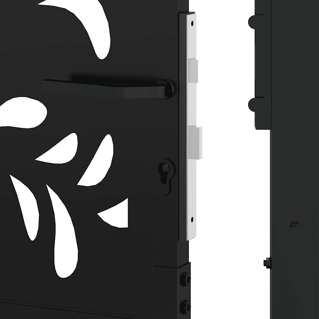 Garden Gate Black 100x200 cm Steel Wave Design