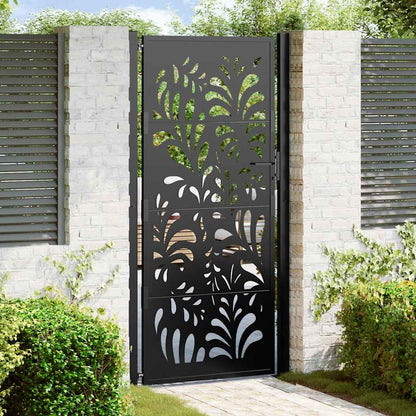 Garden Gate Black 100x200 cm Steel Wave Design