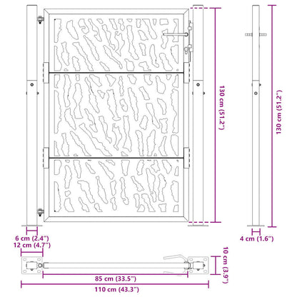 Garden Gate Black 100x125 cm Steel Trace  Design