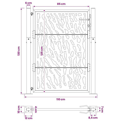 Garden Gate Black 100x125 cm Steel Trace Design