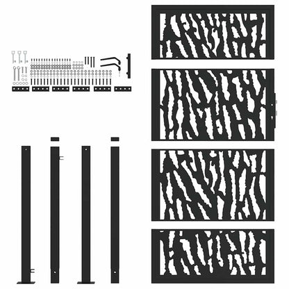 Garden Gate Black 100x175 cm Steel Trace Design