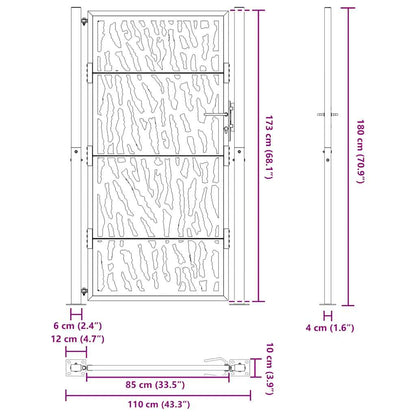 Garden Gate Black 100x175 cm Steel Trace  Design