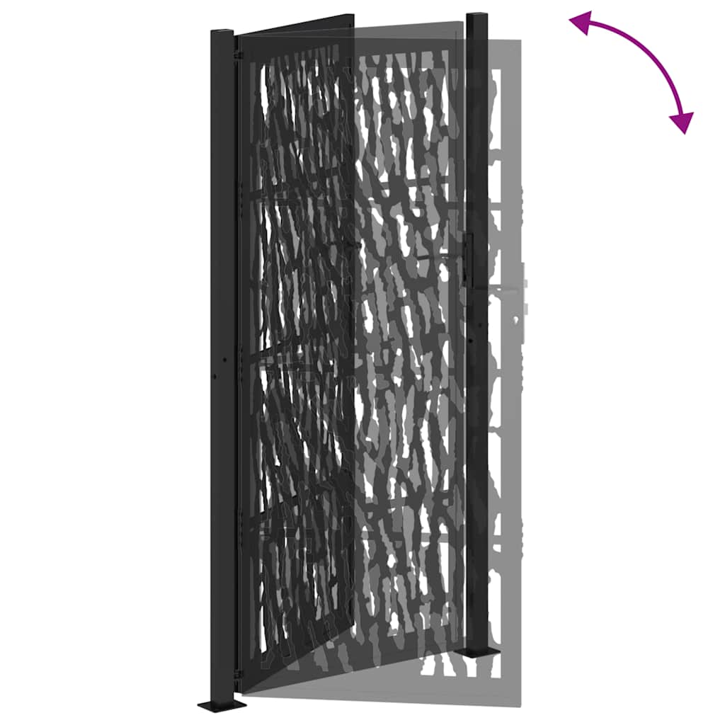 Garden Gate Black 100x200 cm Steel Trace Design