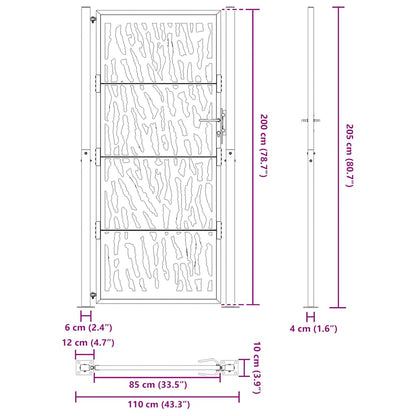 Garden Gate Black 100x200 cm Steel Trace Design