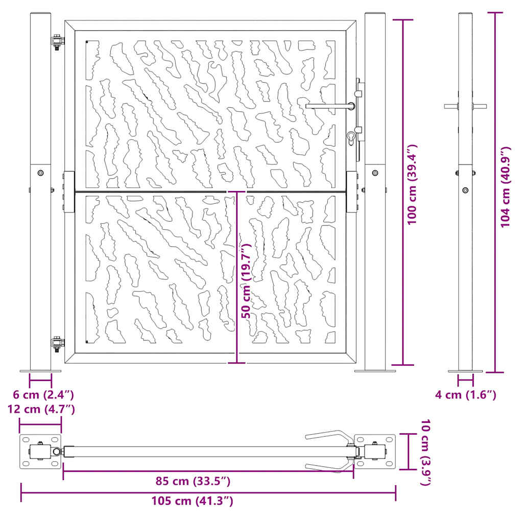 Garden Gate 100x100 cm Weathering Steel Trace Design