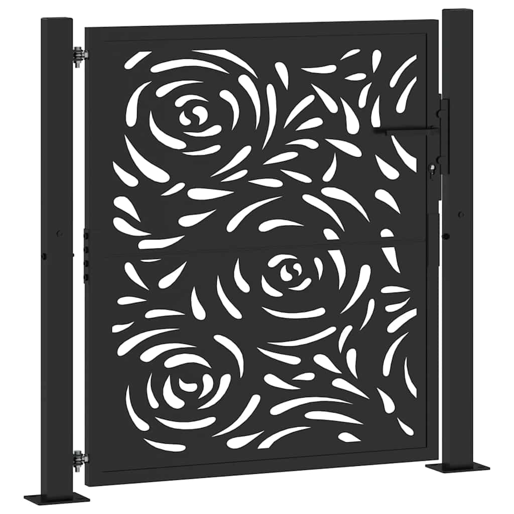 Garden Gate Black 100x100 cm Steel Flame Design