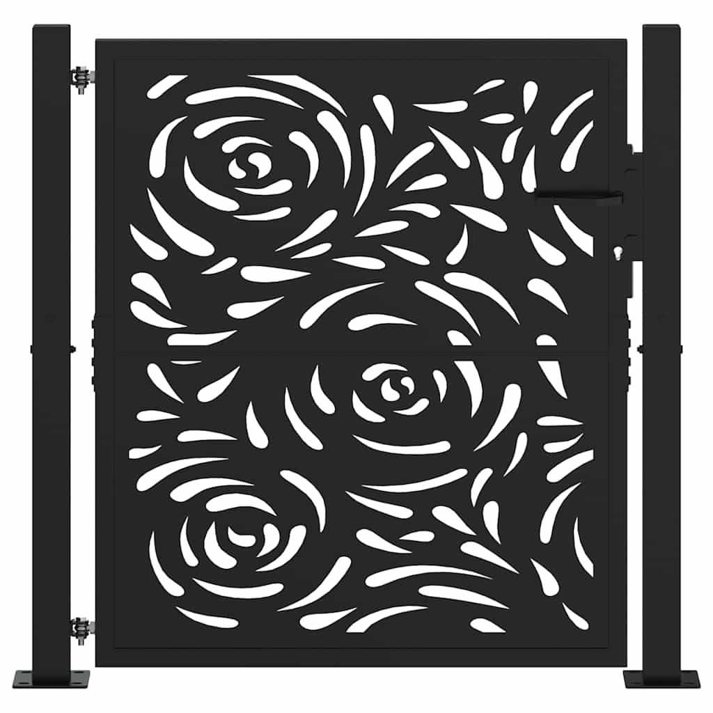 Garden Gate Black 100x100 cm Steel Flame Design