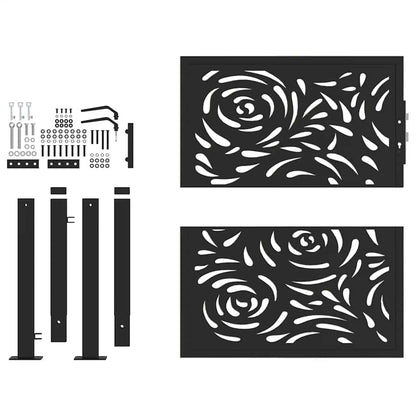 Garden Gate Black 100x100 cm Steel Flame  Design