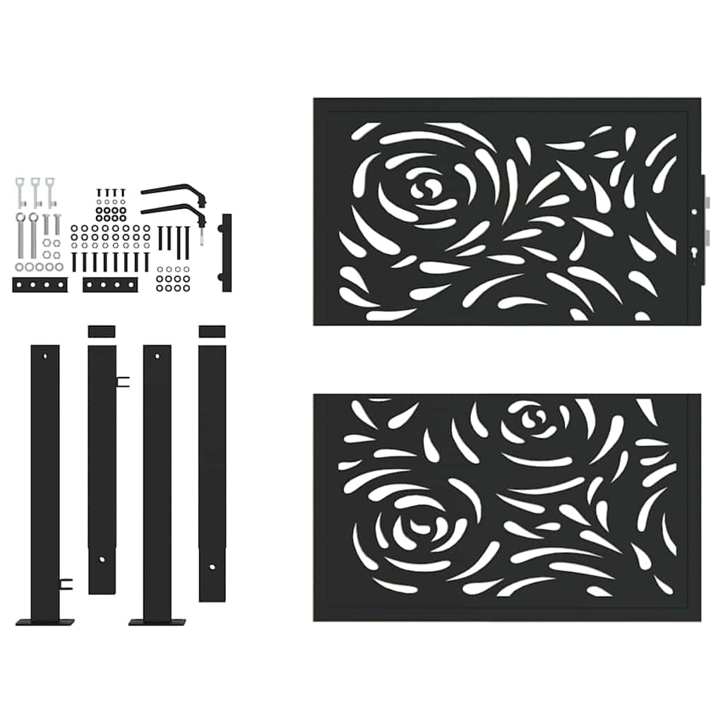 Garden Gate Black 100x100 cm Steel Flame Design