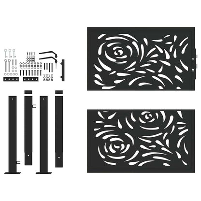 Garden Gate Black 100x100 cm Steel Flame Design