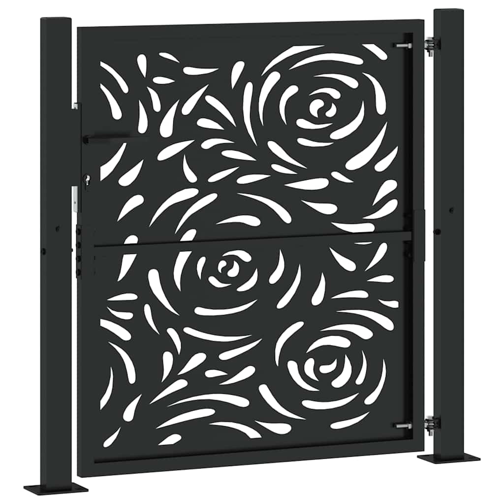 Garden Gate Black 100x100 cm Steel Flame Design