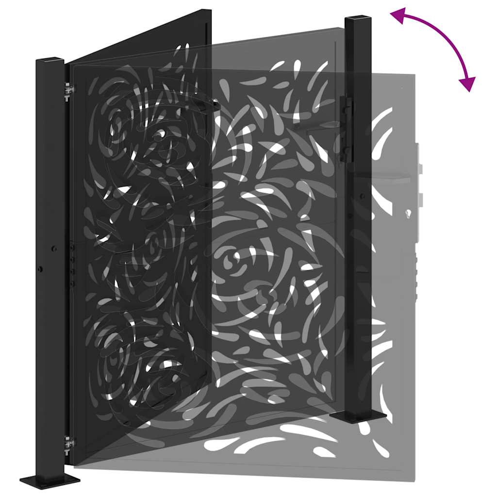 Garden Gate Black 100x100 cm Steel Flame Design