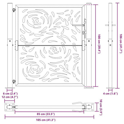 Garden Gate Black 100x100 cm Steel Flame  Design