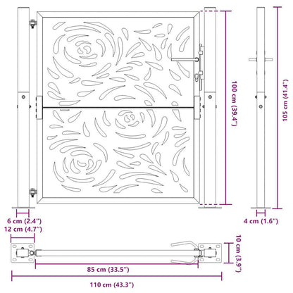 Garden Gate Black 100x100 cm Steel Flame Design