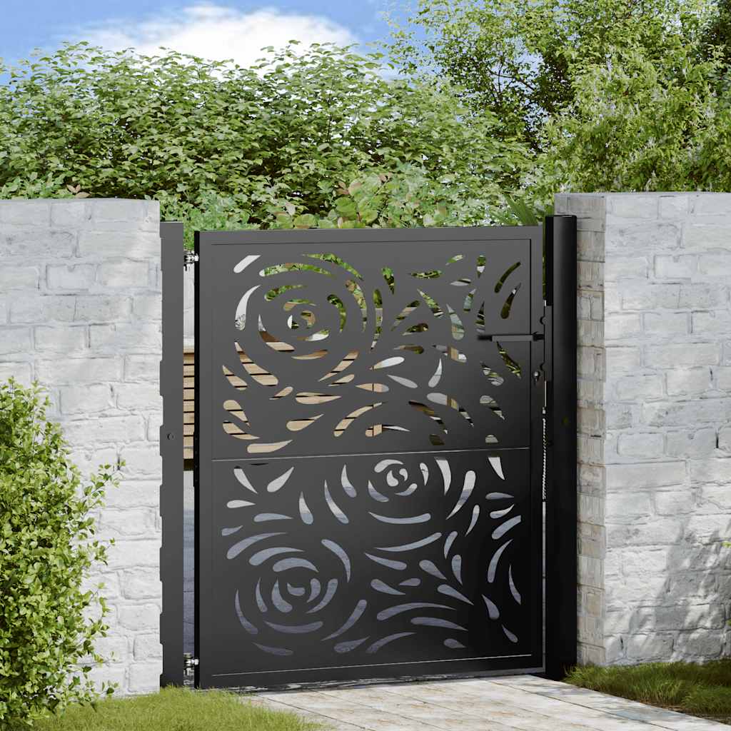Garden Gate Black 100x100 cm Steel Flame Design