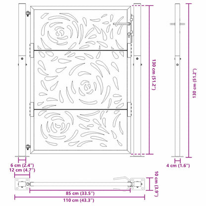 Garden Gate Black 100x125 cm Steel Flame  Design