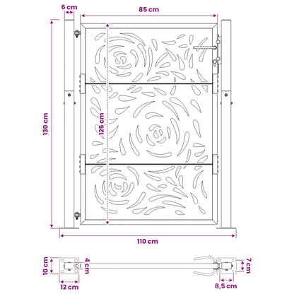 Garden Gate Black 100x125 cm Steel Flame Design