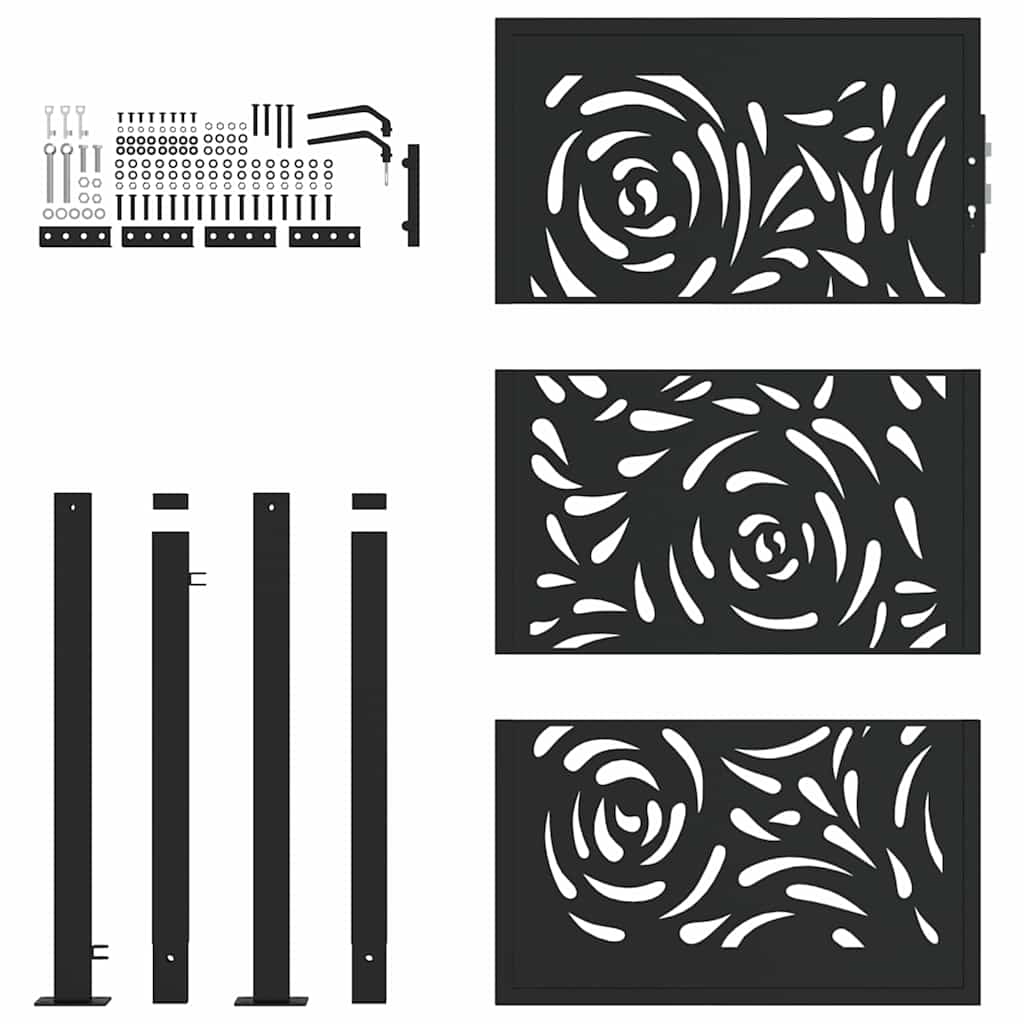 Garden Gate Black 100x150 cm Steel Flame  Design
