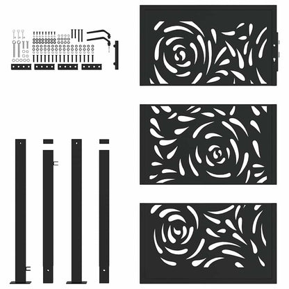Garden Gate Black 100x150 cm Steel Flame  Design
