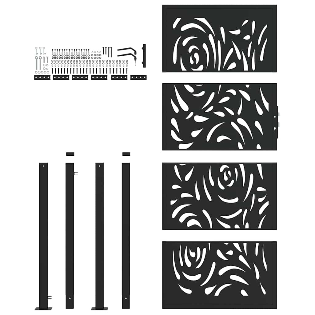 Garden Gate Black 100x200 cm Steel Flame  Design