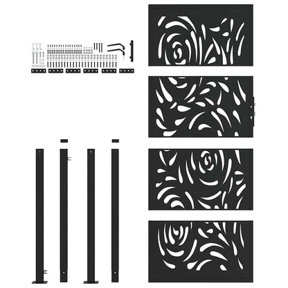 Garden Gate Black 100x200 cm Steel Flame  Design