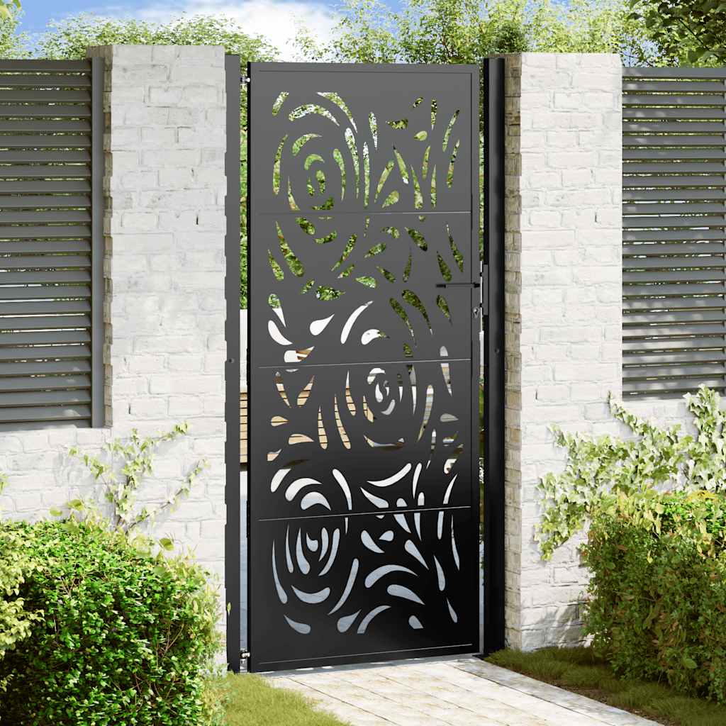 Garden Gate Black 100x200 cm Steel Flame Design