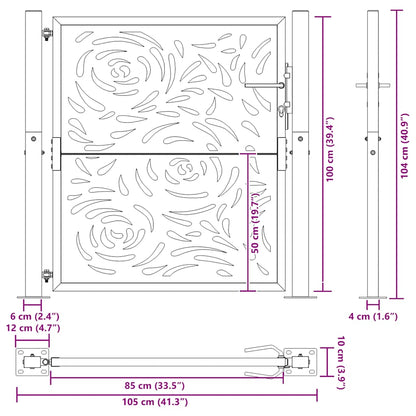 Garden Gate 100x100 cm Weathering Steel Flame Design