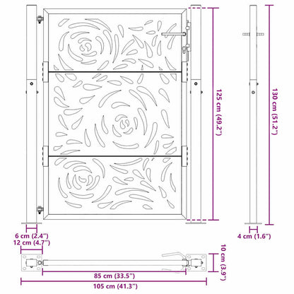 Garden Gate 100x125 cm Weathering Steel Flame Design