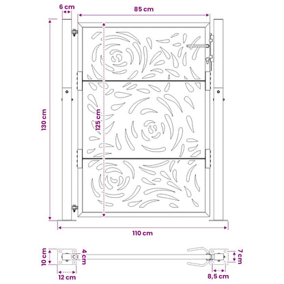 Garden Gate 100x125 cm Weathering Steel Flame Design