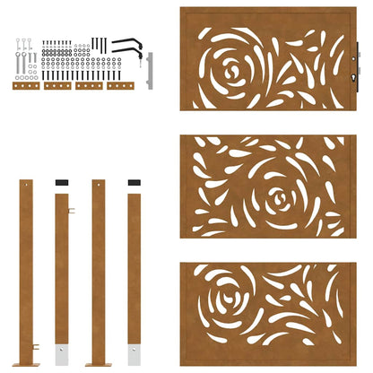 Garden Gate 100x150 cm Weathering Steel Flame Design