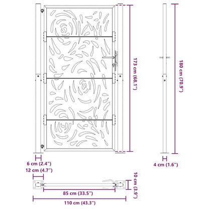 Garden Gate 100x175 cm Weathering Steel Flame Design