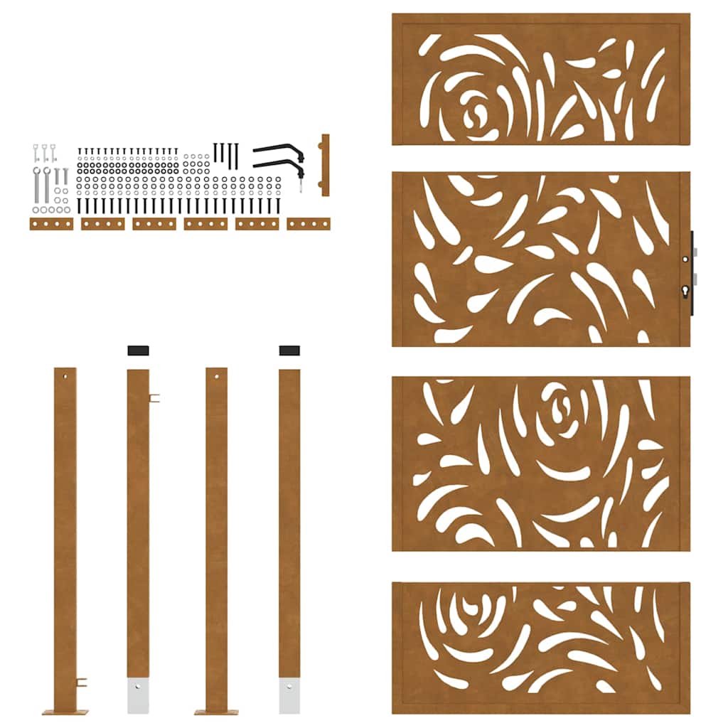 Garden Gate 100x200 cm Weathering Steel Flame Design