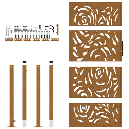 Garden Gate 100x200 cm Weathering Steel Flame Design