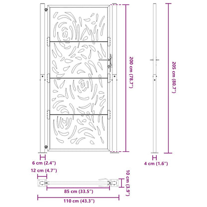 Garden Gate 100x200 cm Weathering Steel Flame Design