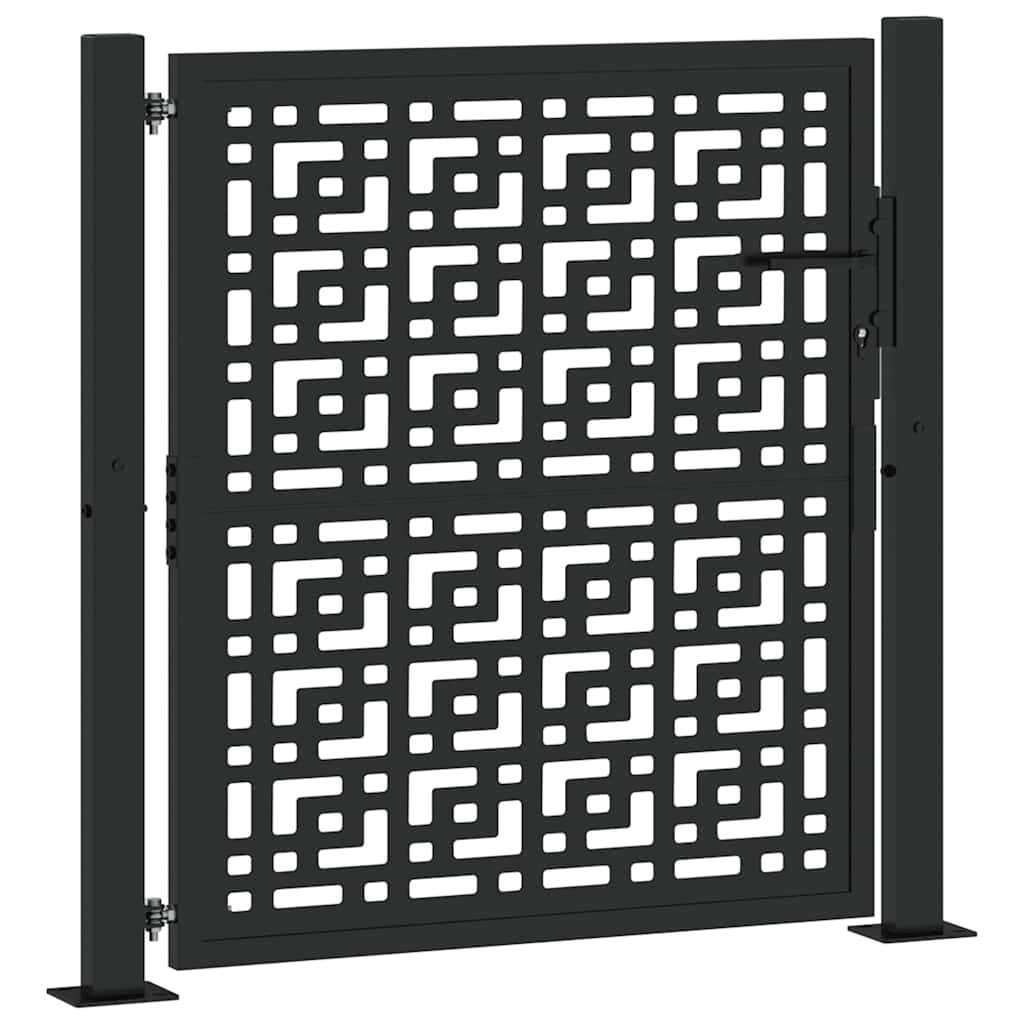 Garden Gate Black 100x100 cm Steel Cross Design