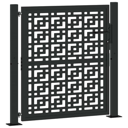 Garden Gate Black 100x100 cm Steel Cross Design