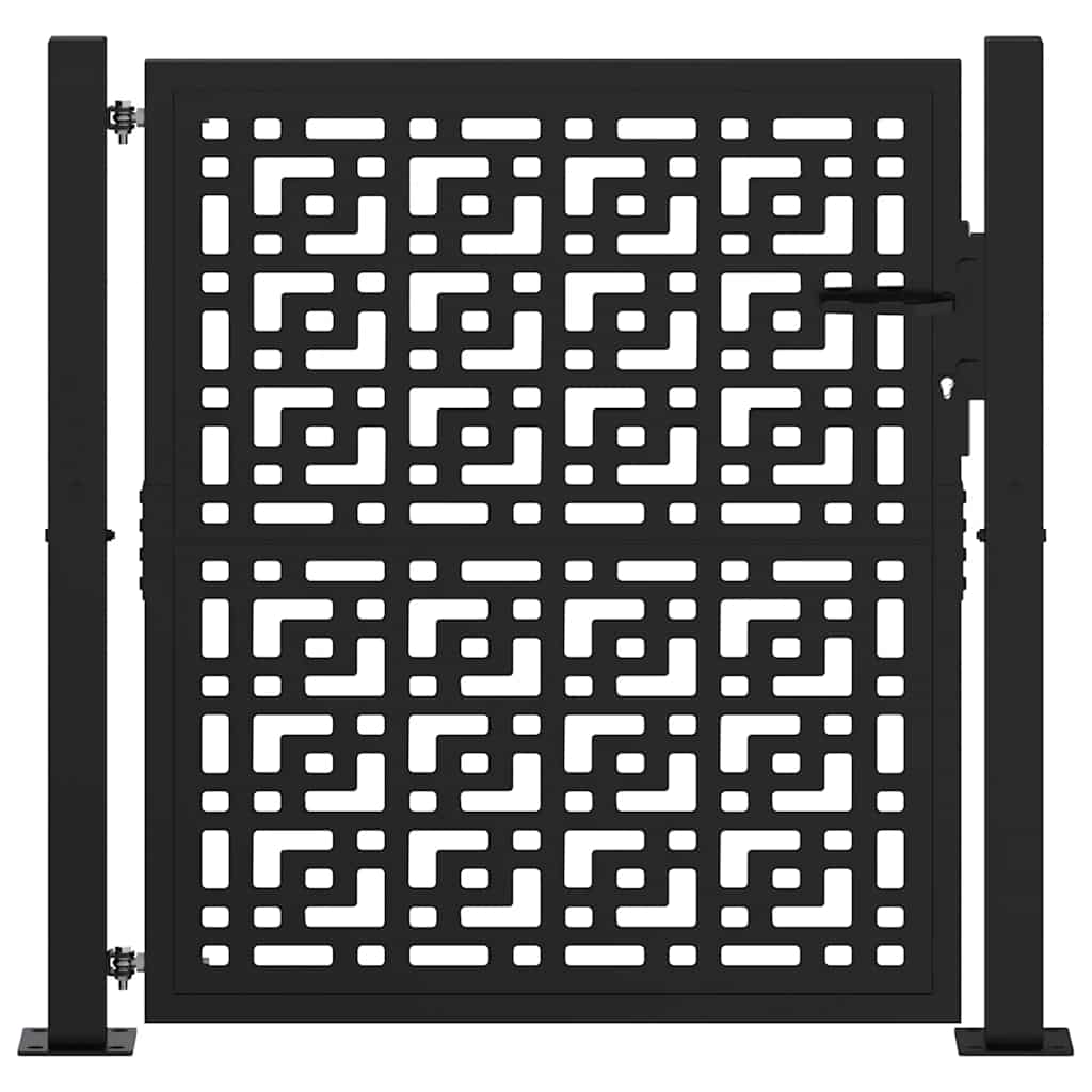 Garden Gate Black 100x100 cm Steel Cross  Design