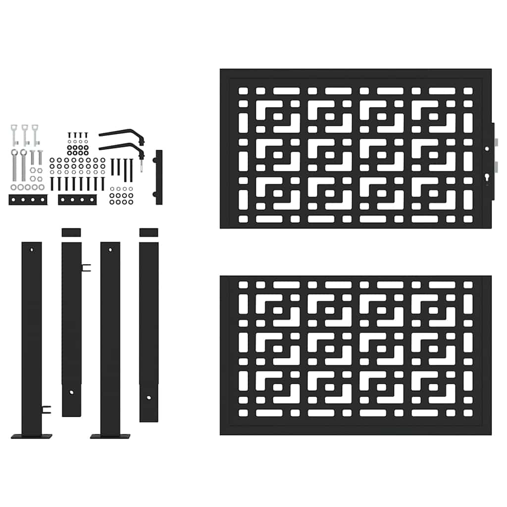 Garden Gate Black 100x100 cm Steel Cross  Design