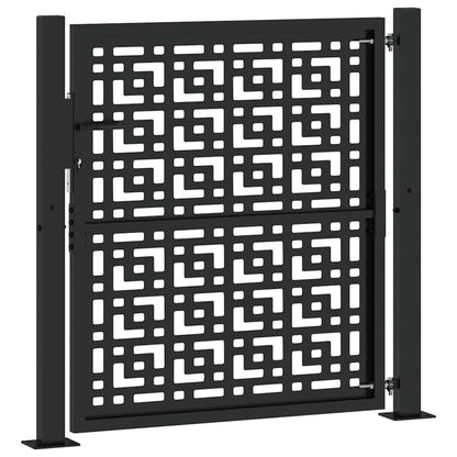 Garden Gate Black 100x100 cm Steel Cross Design