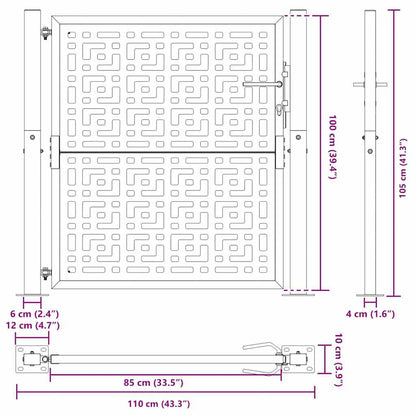 Garden Gate Black 100x100 cm Steel Cross Design
