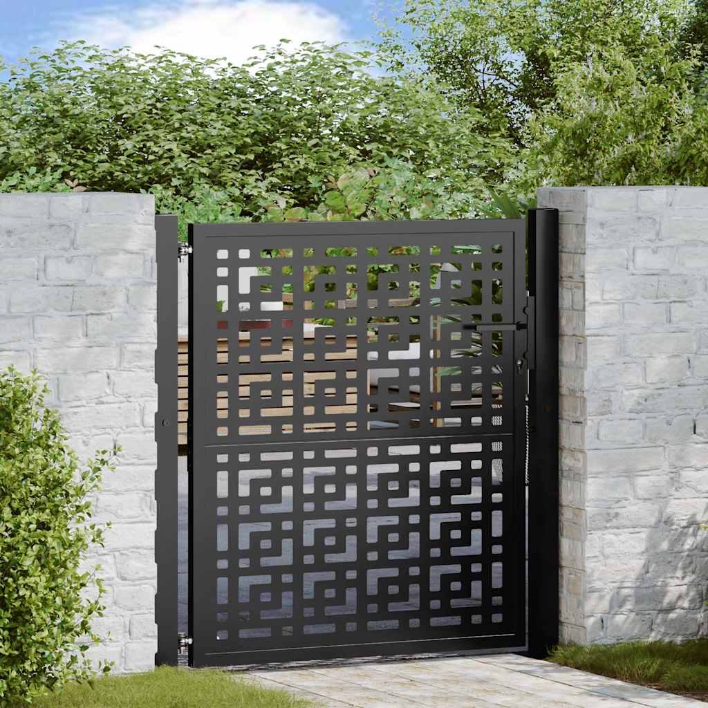Garden Gate Black 100x100 cm Steel Cross  Design