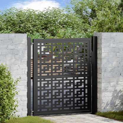 Garden Gate Black 100x100 cm Steel Cross Design